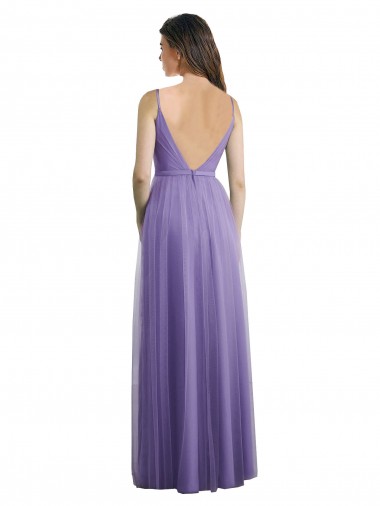Sweetheart Deep V-Back Tulle Bridesmaid Dress with Draped Bodice Canada