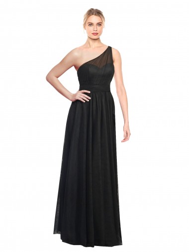 Shop Ruched One Shoulder Tulle A-Line Bridesmaid Dress Canada
