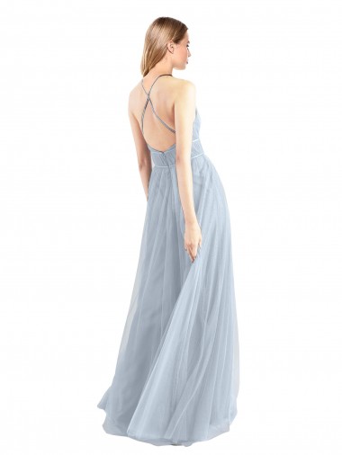 Halter Neckline Slim A-Line Tulle Bridesmaid Dress Canada