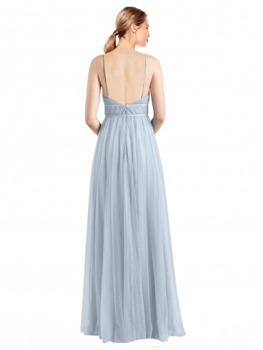 Spaghetti Straps V-Neck Slim A-Line Tulle Bridesmaid Dress Canada