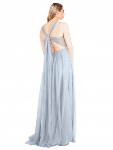 Sweetheart Spaghetti Straps Long Tulle Bridesmaid Dress with Criss Cross Back Canada