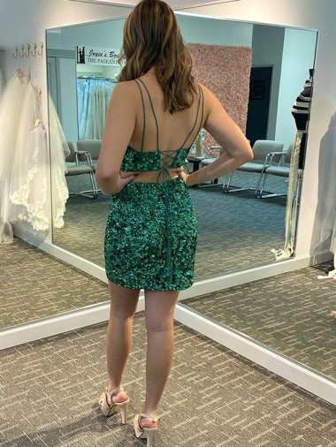 V-Neck Sleeveless Short Velvet Sequin Prom Cocktail Dress Canada