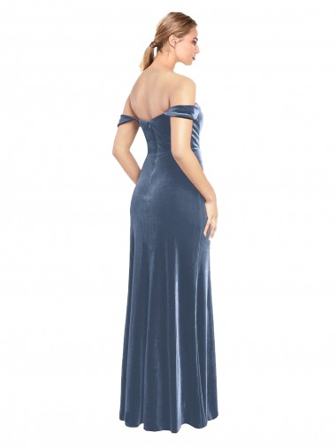 Draped Sleeves Wide Scoop Neck Off the Shoulder Velvet Bridesmaid Dress / Prom Dress Canada