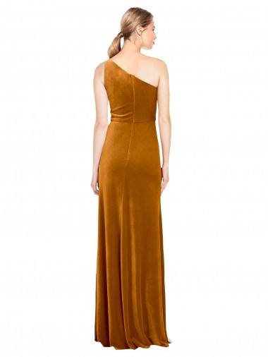 Sleek One Shoulder Long Formal Velvet Bridesmaid Dress / Prom Dress Canada