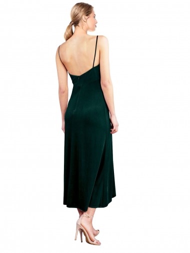 Midi Cocktail Length Cowl Neck Velvet Slip Bridesmaid Dress / Prom Dress Canada