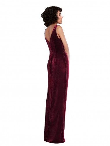 Draped Skirt Faux Wrap Velvet Maxi Bridesmaid Dress / Prom Dress Canada