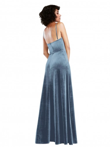 Sleek Cowl Neck Velvet Maxi Bridesmaid Dress / Prom Dress with Pockets Canada