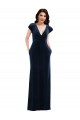 Flutter Sleeve Wrap Bodice Formal Velvet Maxi Bridesmaid Dress / Prom Dress with Pockets
