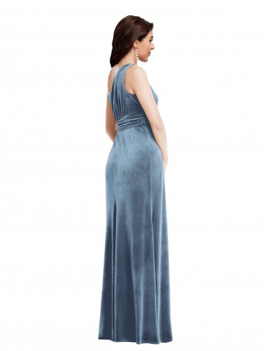 One Shoulder Draped Velvet Maxi Bridesmaid Dress / Prom Dress Canada