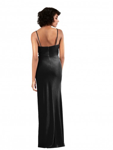 Modern Floor-Length Formal Velvet Bridesmaid Dress / Prom Dress with Cowl Neck and Spaghetti Straps Canada