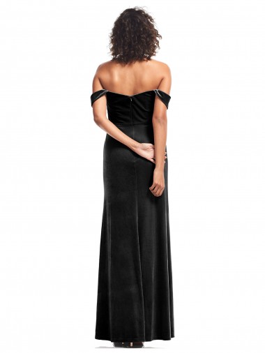 Off the Shoulder Drapped Sleeves Formal Stretch Velvet Bridesmaid Dress / Prom Dress Canada