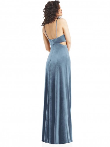 Spaghetti Strap Long Full Length Formal Velvet Maxi Bridesmaid Dress / Prom Dress Canada
