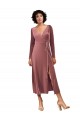 Long Sleeve Velvet Faux Wrap Midi Length Bridesmaid Dress / Prom Dress Canada