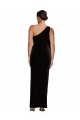 One Shoulder Long Formal Velvet Bridesmaid Dress / Prom Dress with Side Split and Shoulder Tie