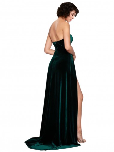 Sweetheart Fluid Velvet Bridesmaid Dress / Prom Dress with High Split Canada