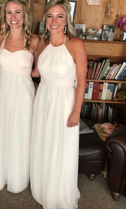 Halter High Neck Long Chiffon Bridesmaid Dress with Open Back